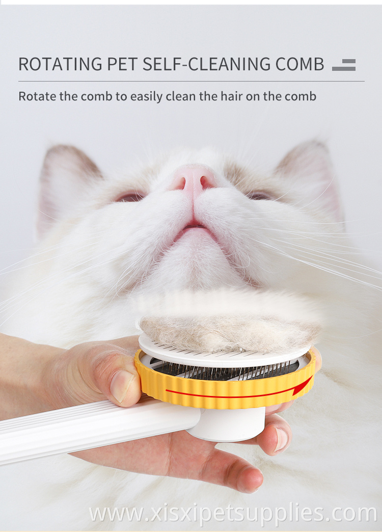 Factory Wholesale Rotate Self Cleaning Pet Comb Brush Cat Dog Grooming Brush With Sticky Beads